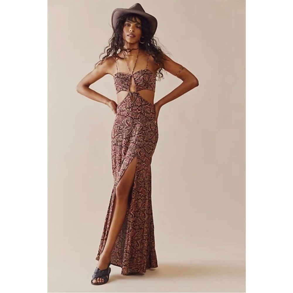 Free People Jessa Mocha Combo Maxi Dress M